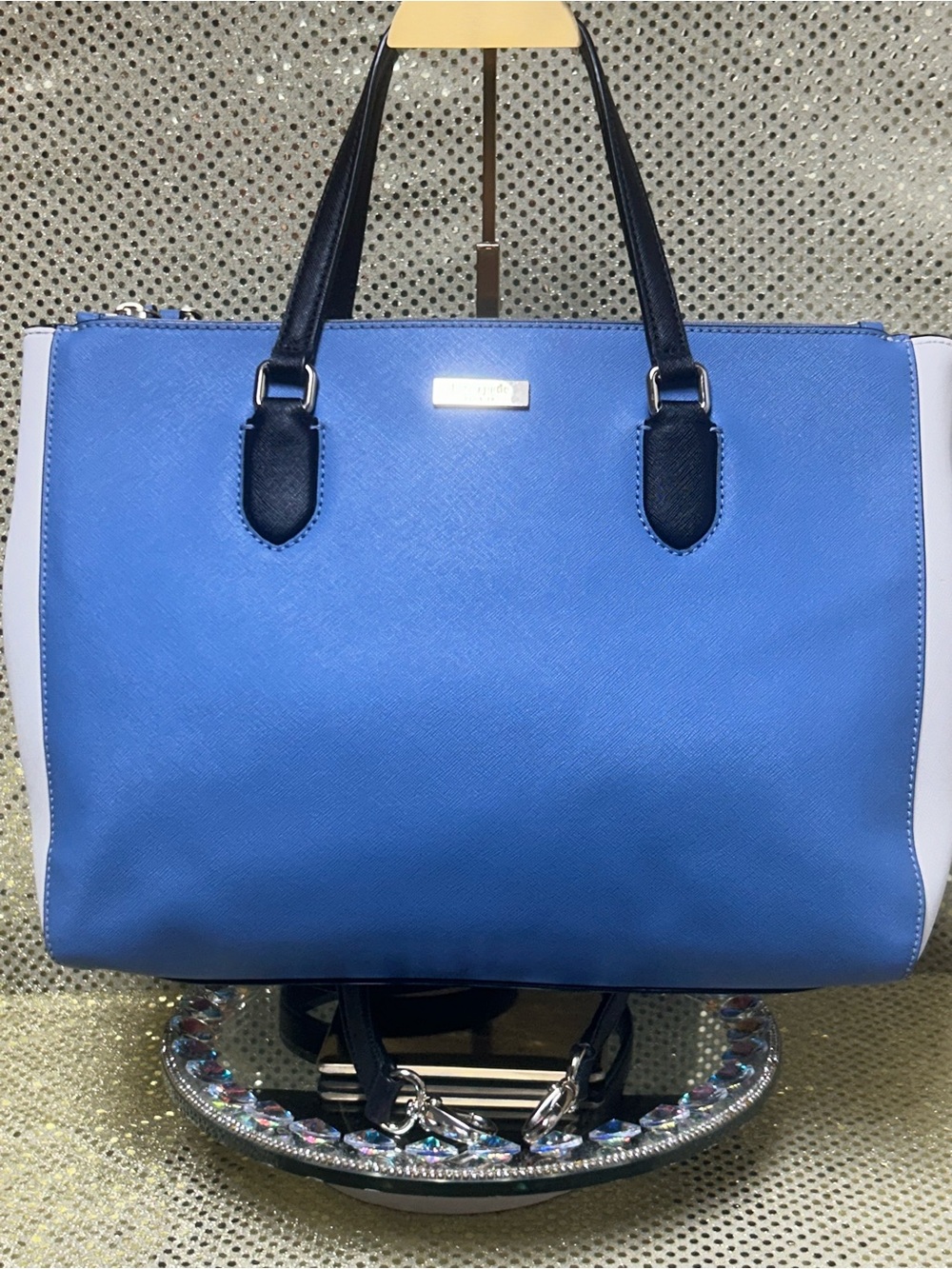Kate Spade Blue and White Women's Crossbody Tote Bag Approx. 17 x 11 x 4.5